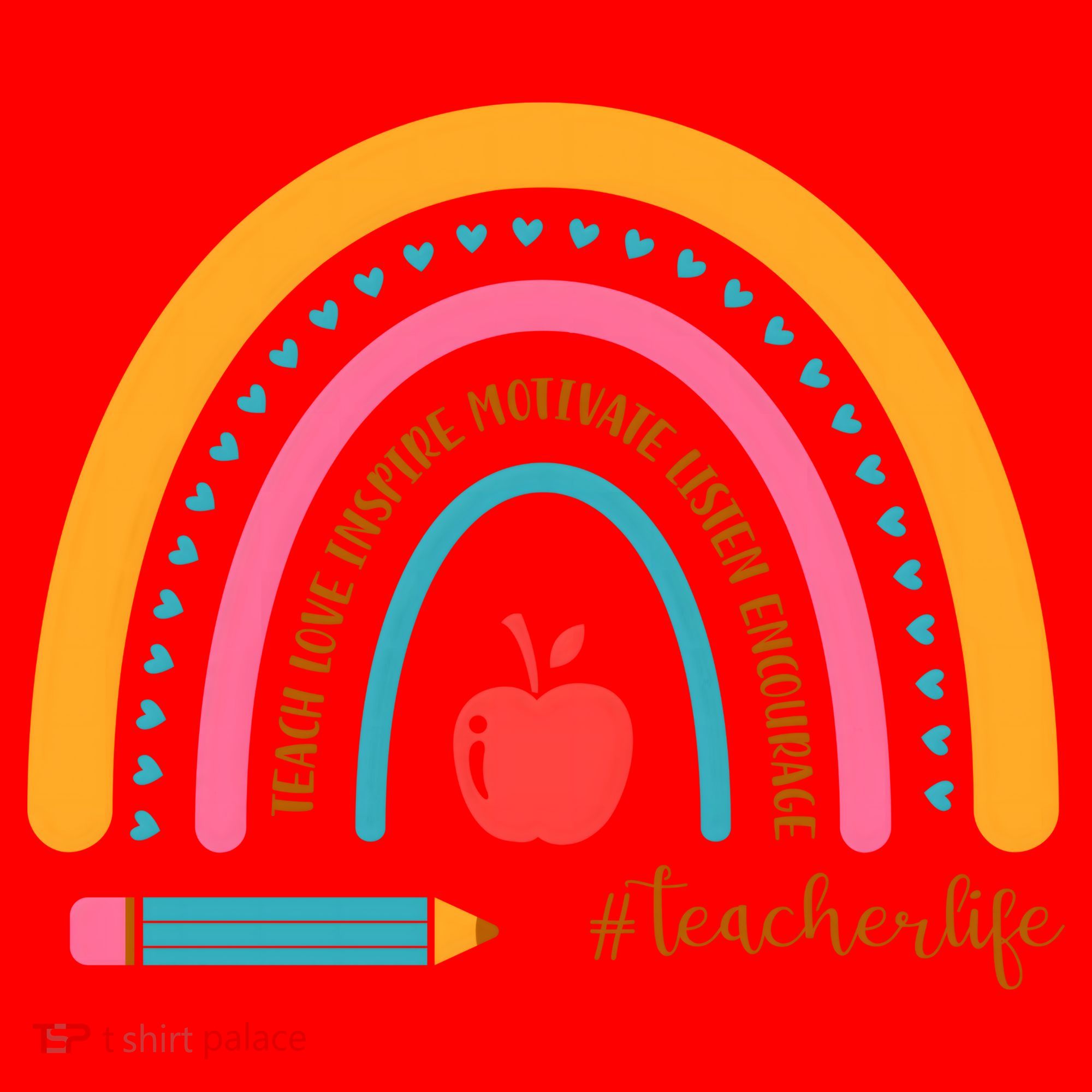 Teacher Life Love Inspire Motivate Rainbow Santa Hat