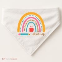 Teacher Life Love Inspire Motivate Rainbow USA-Made Doggie Bandana thumb 0