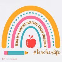 Teacher Life Love Inspire Motivate Rainbow Sweatshirt thumb 3
