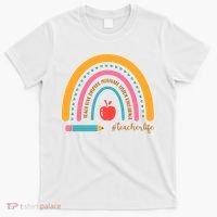 Teacher Life Love Inspire Motivate Rainbow T-Shirt thumb 0
