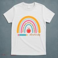 Teacher Life Love Inspire Motivate Rainbow T-Shirt thumb 5