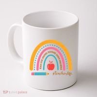 Teacher Life Love Inspire Motivate Rainbow Coffee Mug thumb 0