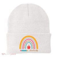 Teacher Life Love Inspire Motivate Rainbow Beanie thumb 0