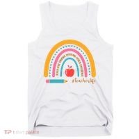 Teacher Life Love Inspire Motivate Rainbow Tank Top thumb 0