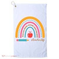 Teacher Life Love Inspire Motivate Rainbow Golf Towel thumb 0