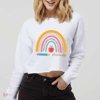 Teacher Life Love Inspire Motivate Rainbow Cropped Pullover Crew thumb 2