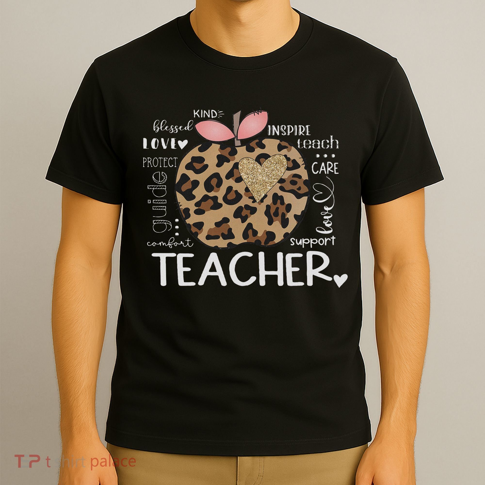 Teacher Life Leopard Apple Teacher's Day Back To School T-Shirt