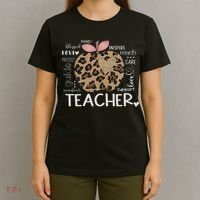 Teacher Life Leopard Apple Teacher's Day Back To School T-Shirt thumb 4