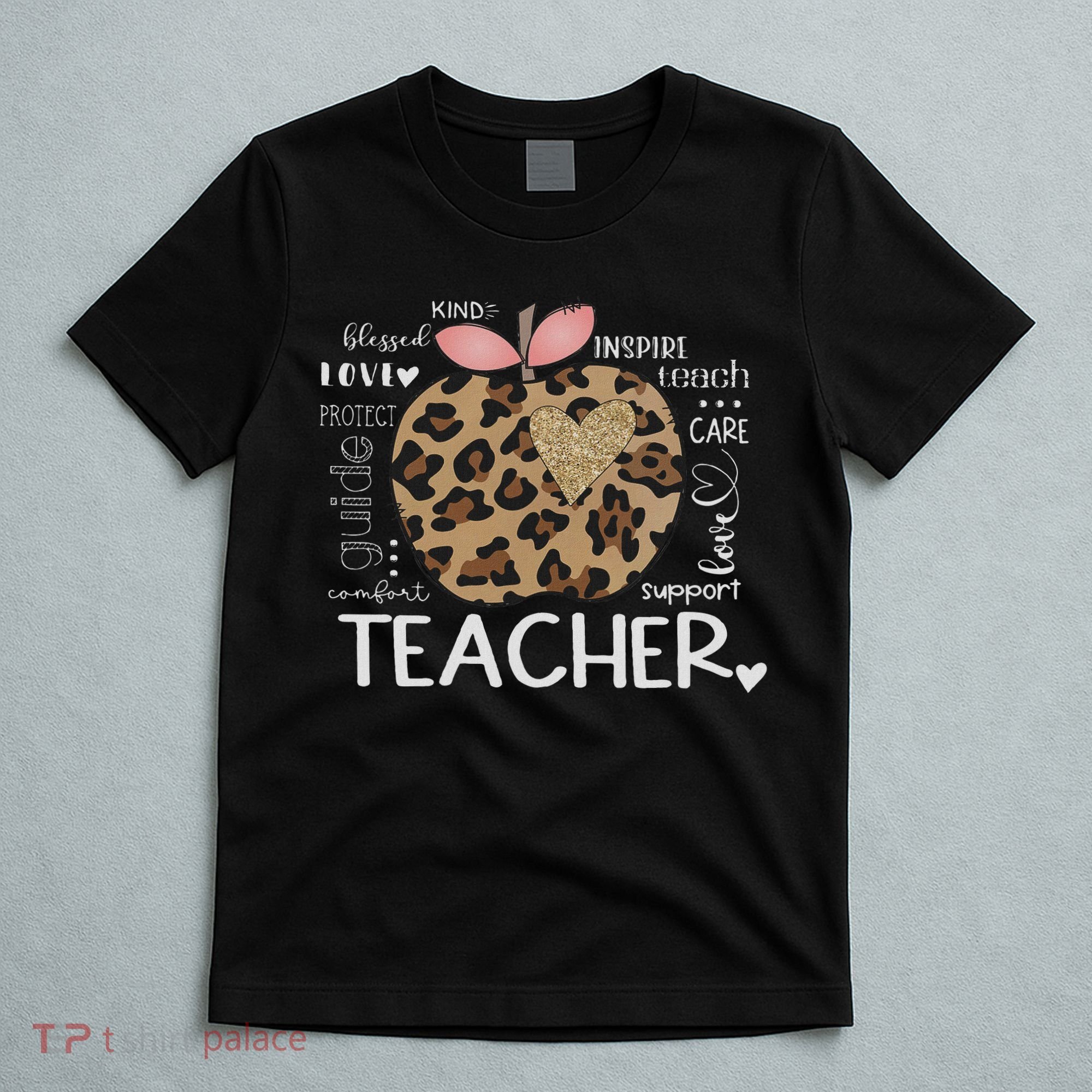 Teacher Life Leopard Apple Teacher's Day Back To School T-Shirt