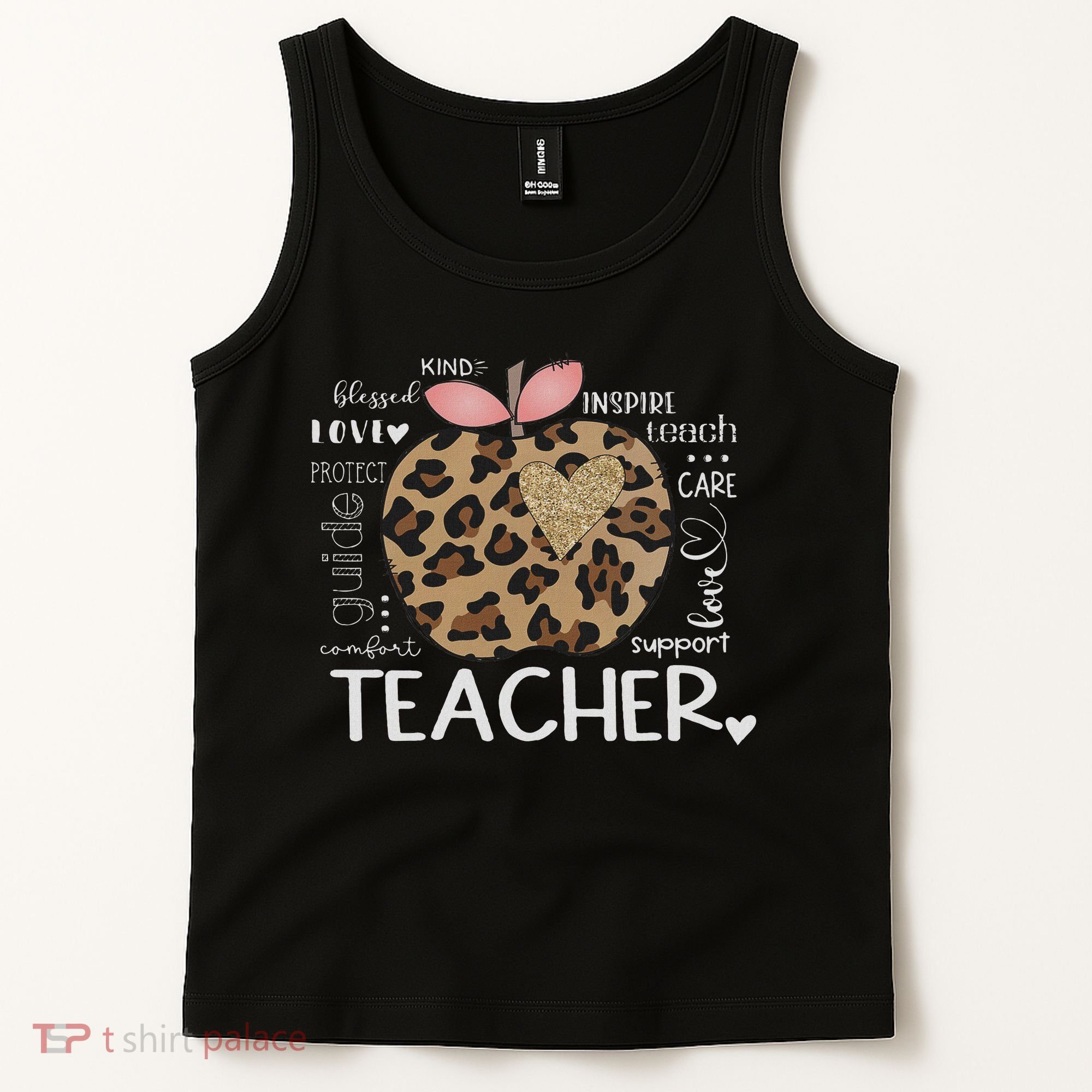 Teacher Life Leopard Apple Teacher's Day Back To School Tank Top
