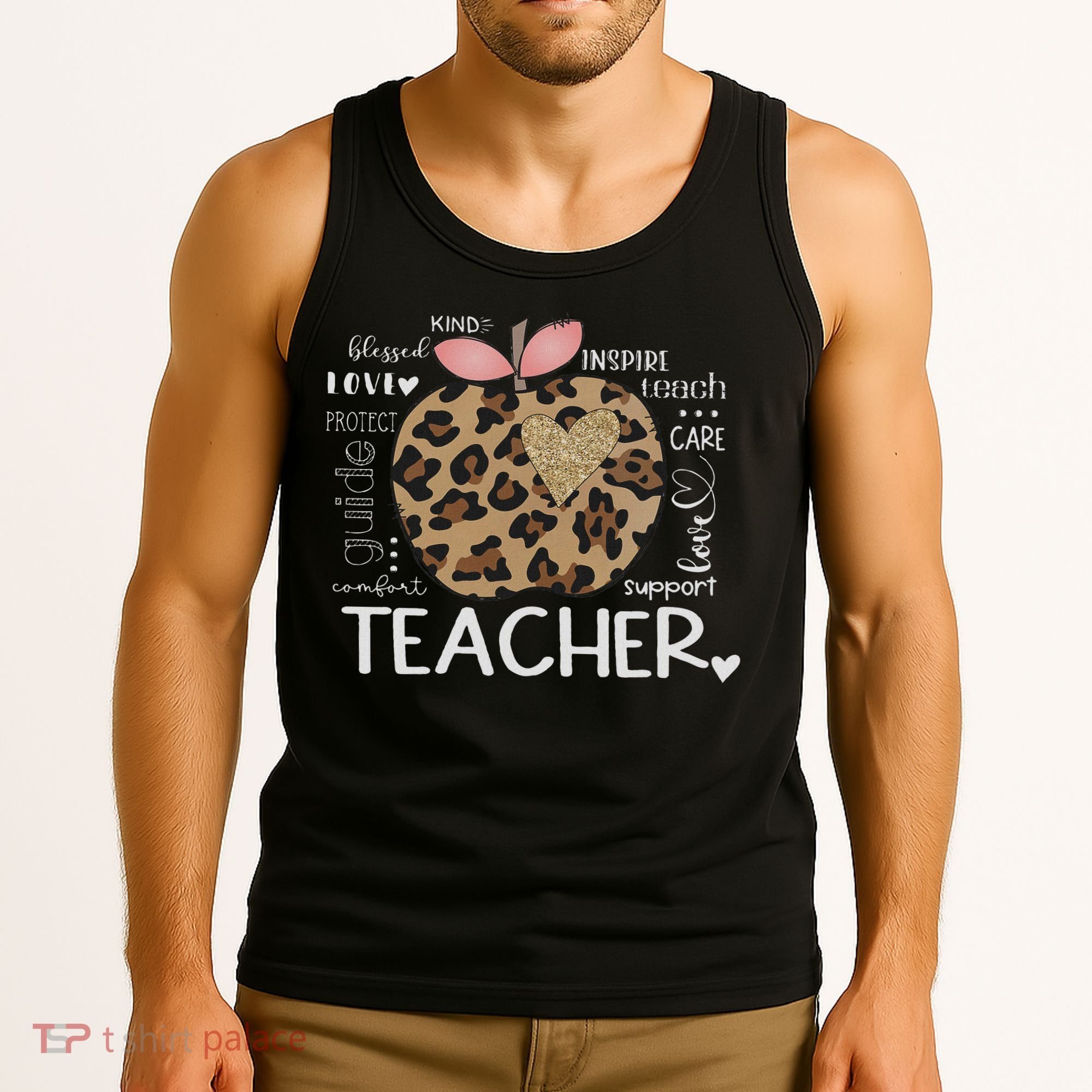 Teacher Life Leopard Apple Teacher's Day Back To School Tank Top