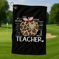 Teacher Life Leopard Apple Teacher's Day Back To School Golf Towel thumb 1