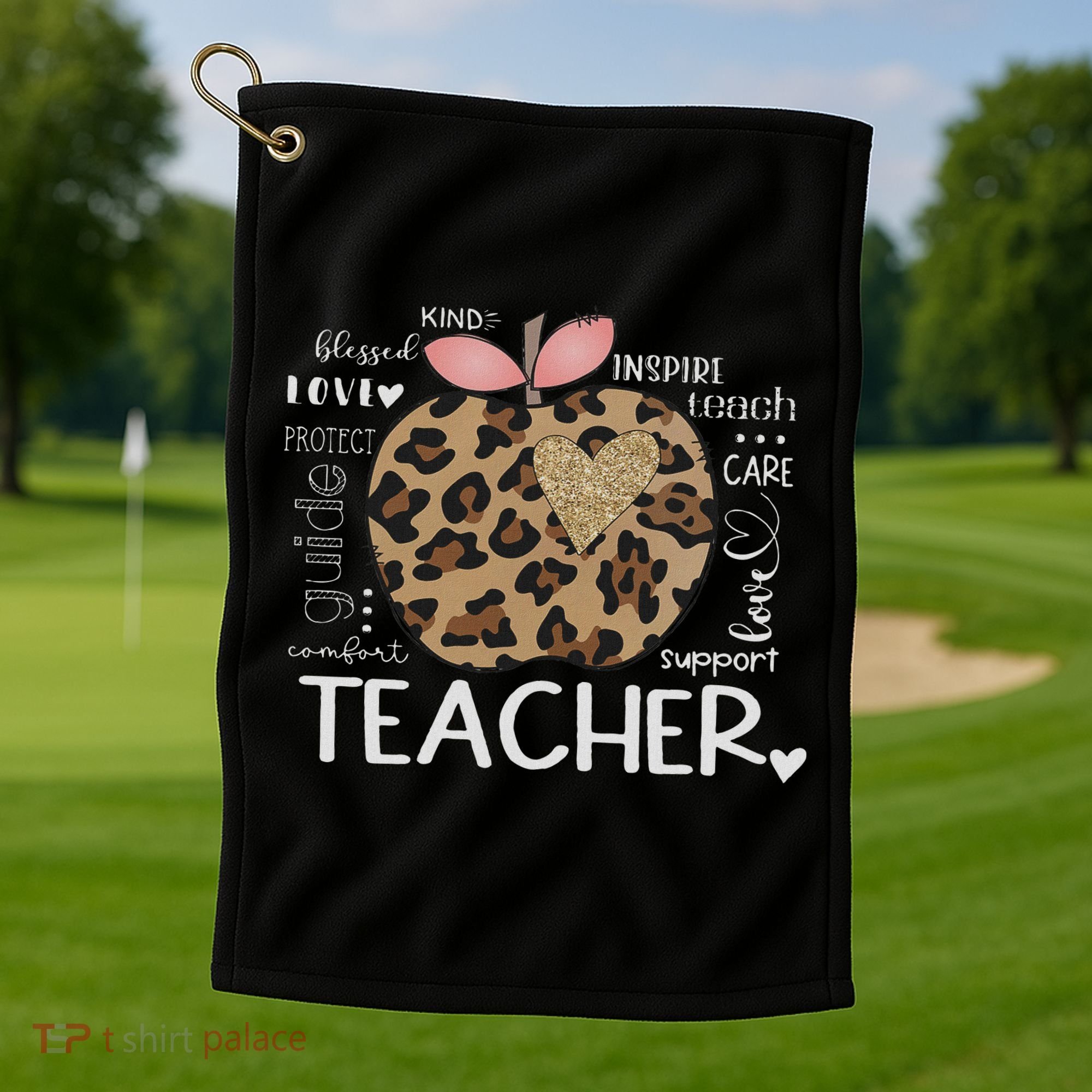 Teacher Life Leopard Apple Teacher's Day Back To School Golf Towel