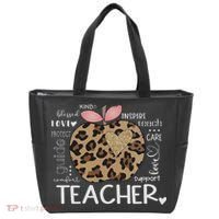 Teacher Life Leopard Apple Teacher's Day Back To School Tote Bag thumb 0