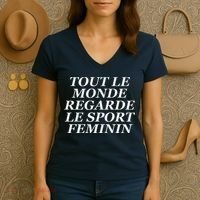 Tout Le Monde Regarde Le Sport Feminin Women's V-Neck T-Shirt thumb 3