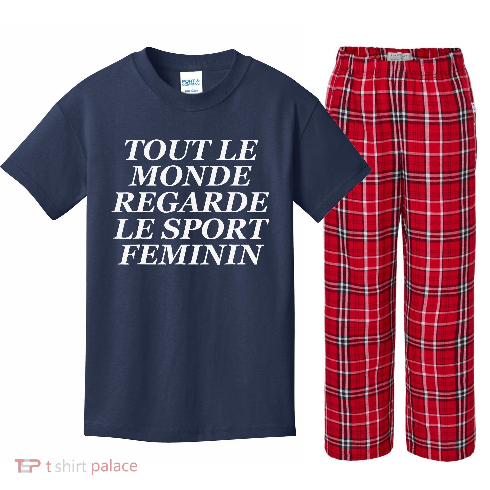 Tout Le Monde Regarde Le Sport Feminin Kids Plaid Pajama Set