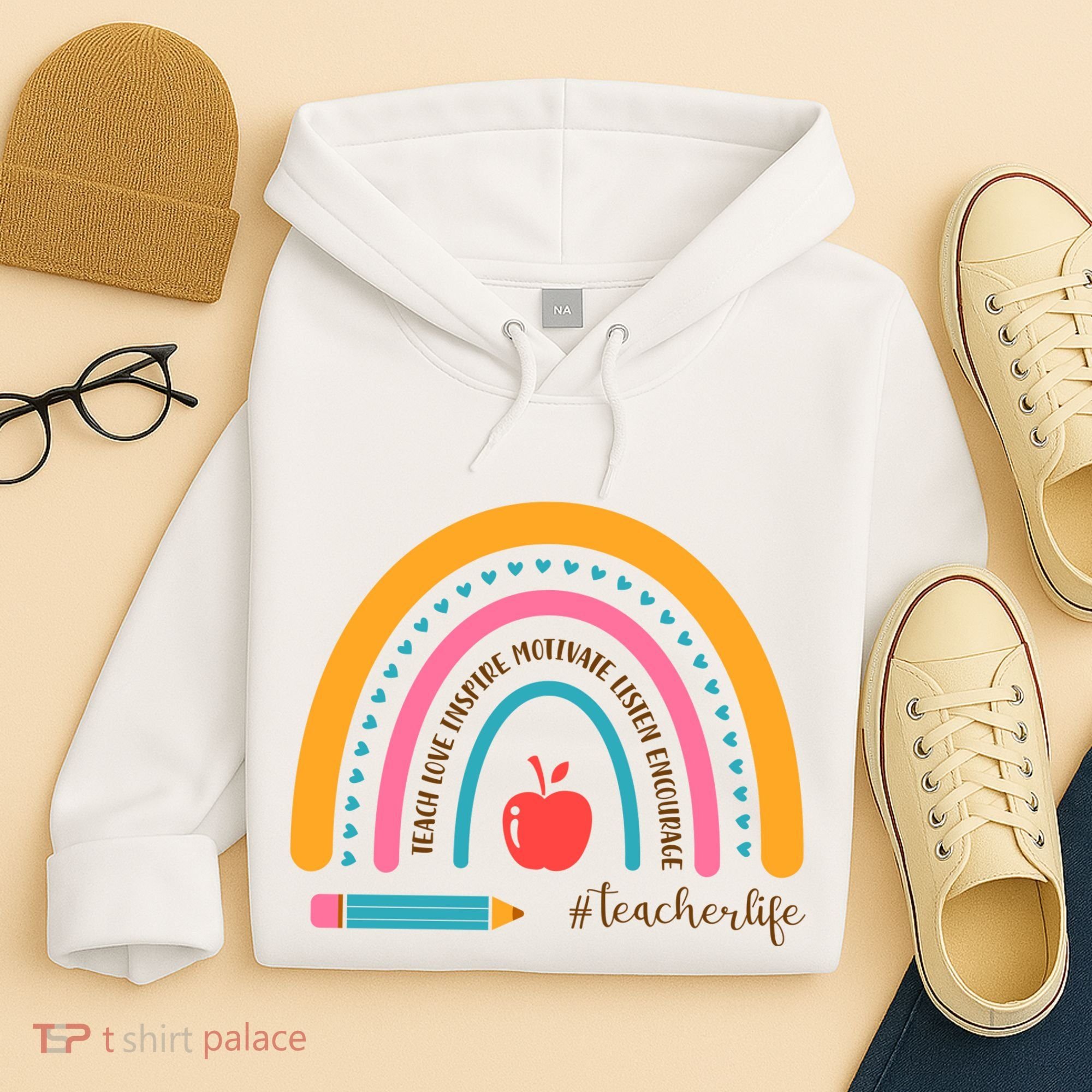 Teacher Life Motivate Rainbow Hoodie