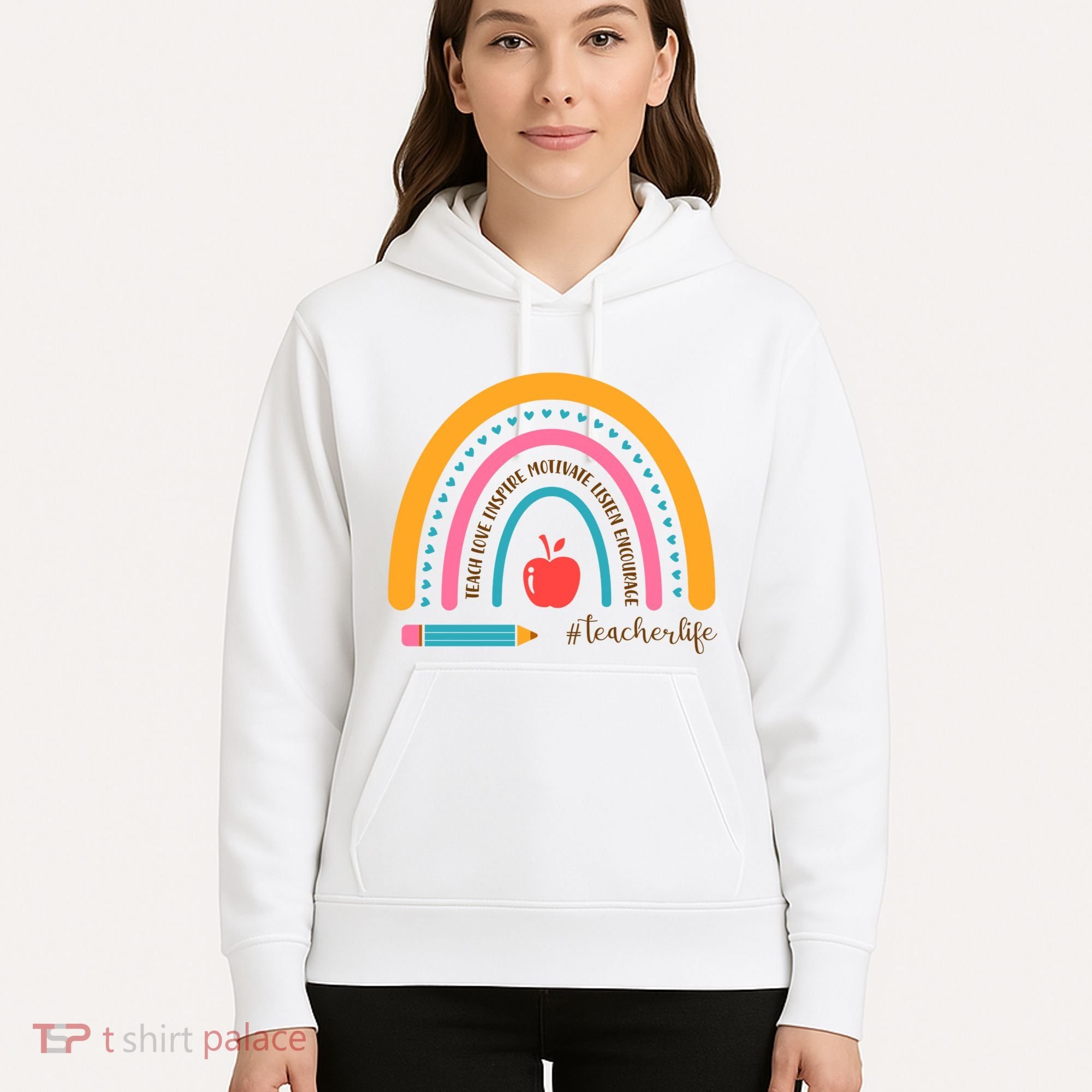 Teacher Life Motivate Rainbow Hoodie
