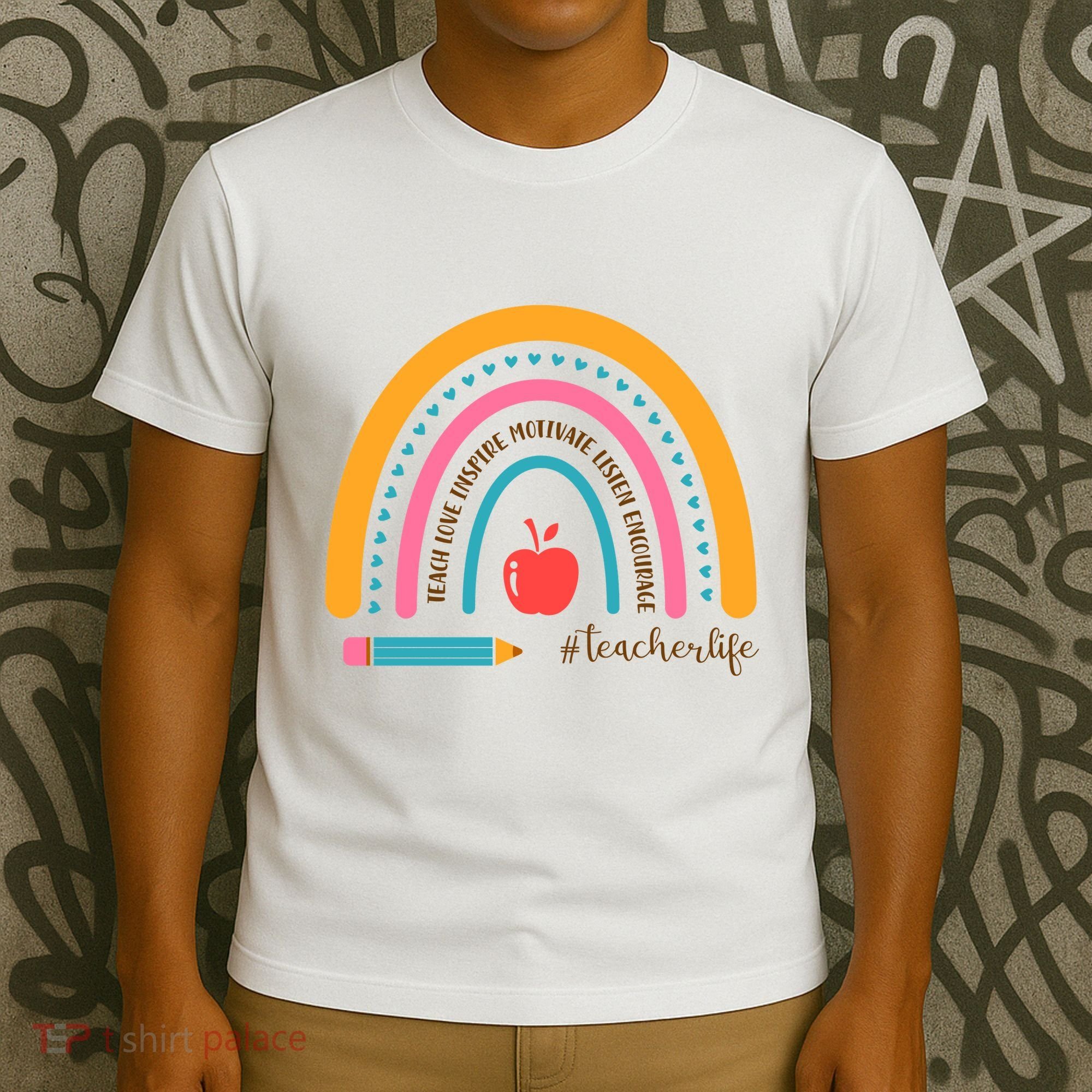 Teacher Life Motivate Rainbow T-Shirt