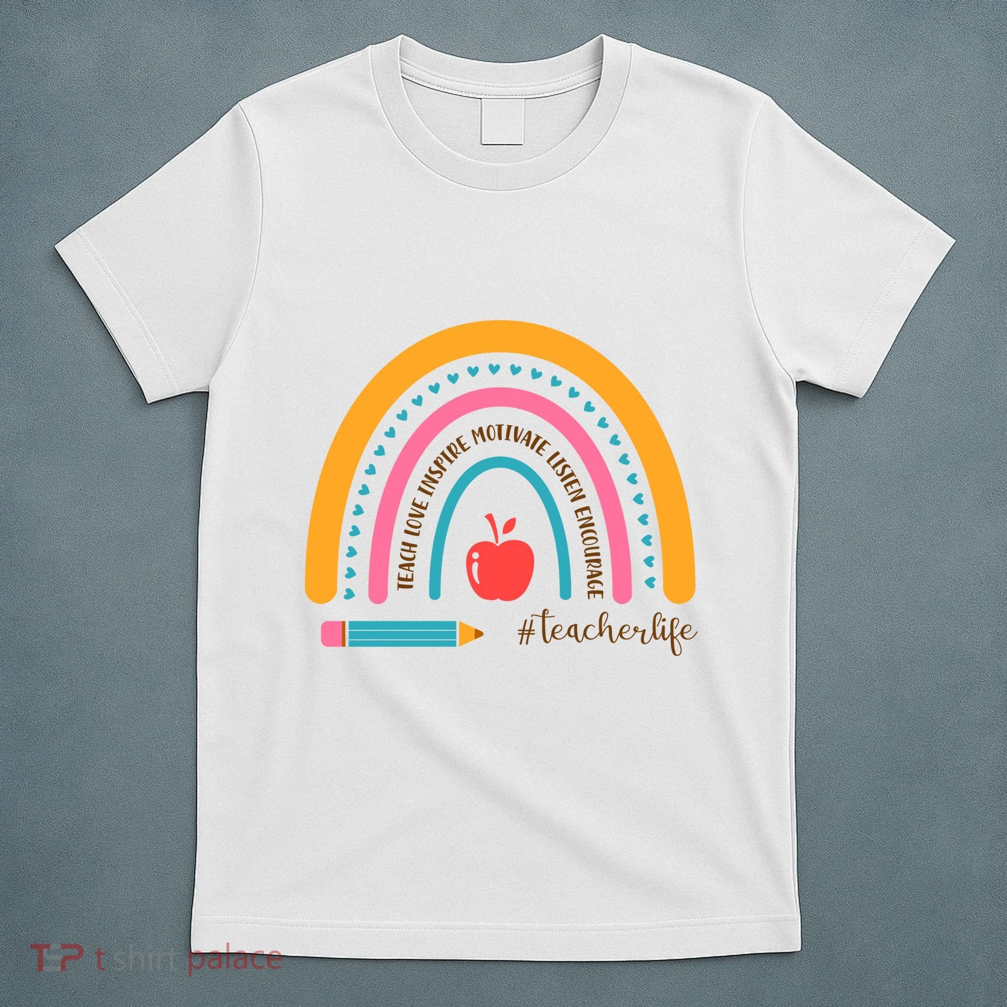 Teacher Life Motivate Rainbow T-Shirt