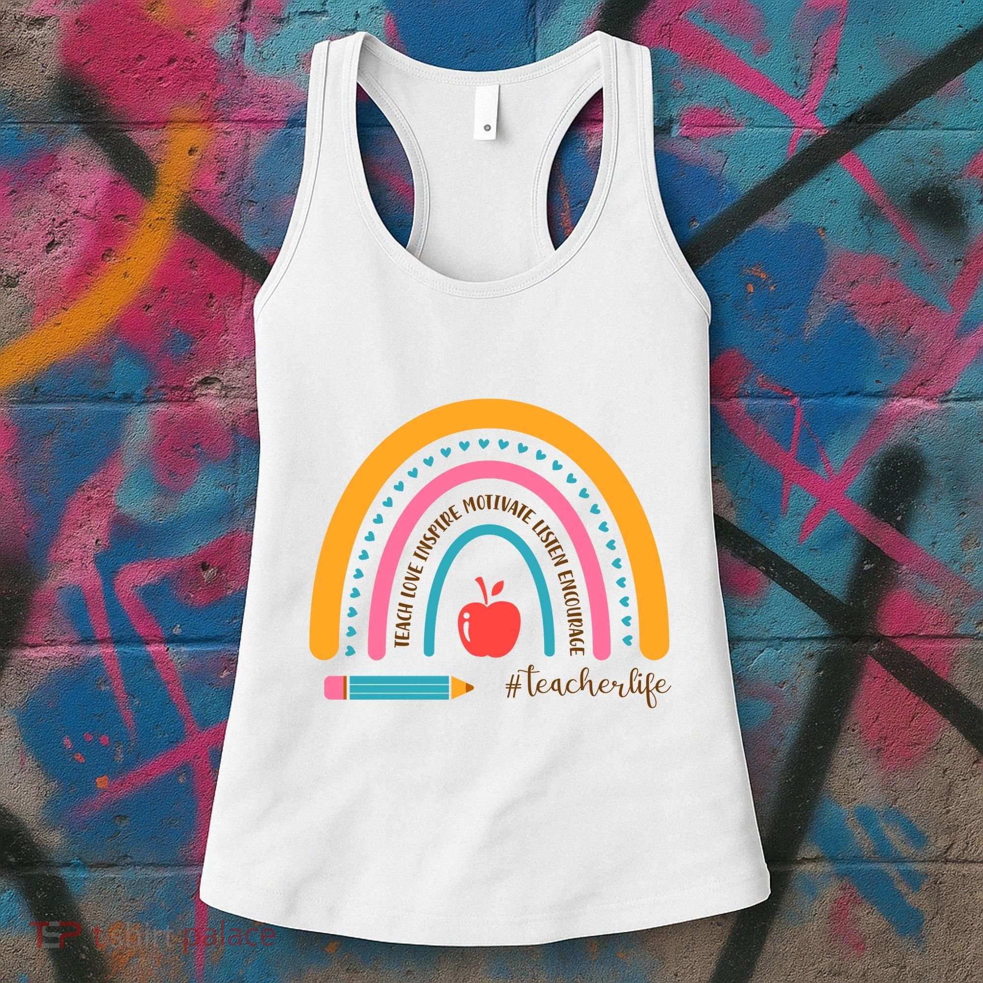 Teacher Life Motivate Rainbow Women's Tank Top