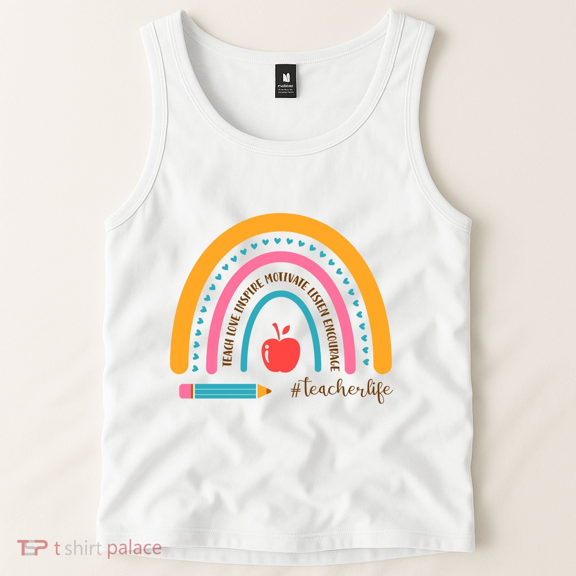 Teacher Life Motivate Rainbow Tank Top