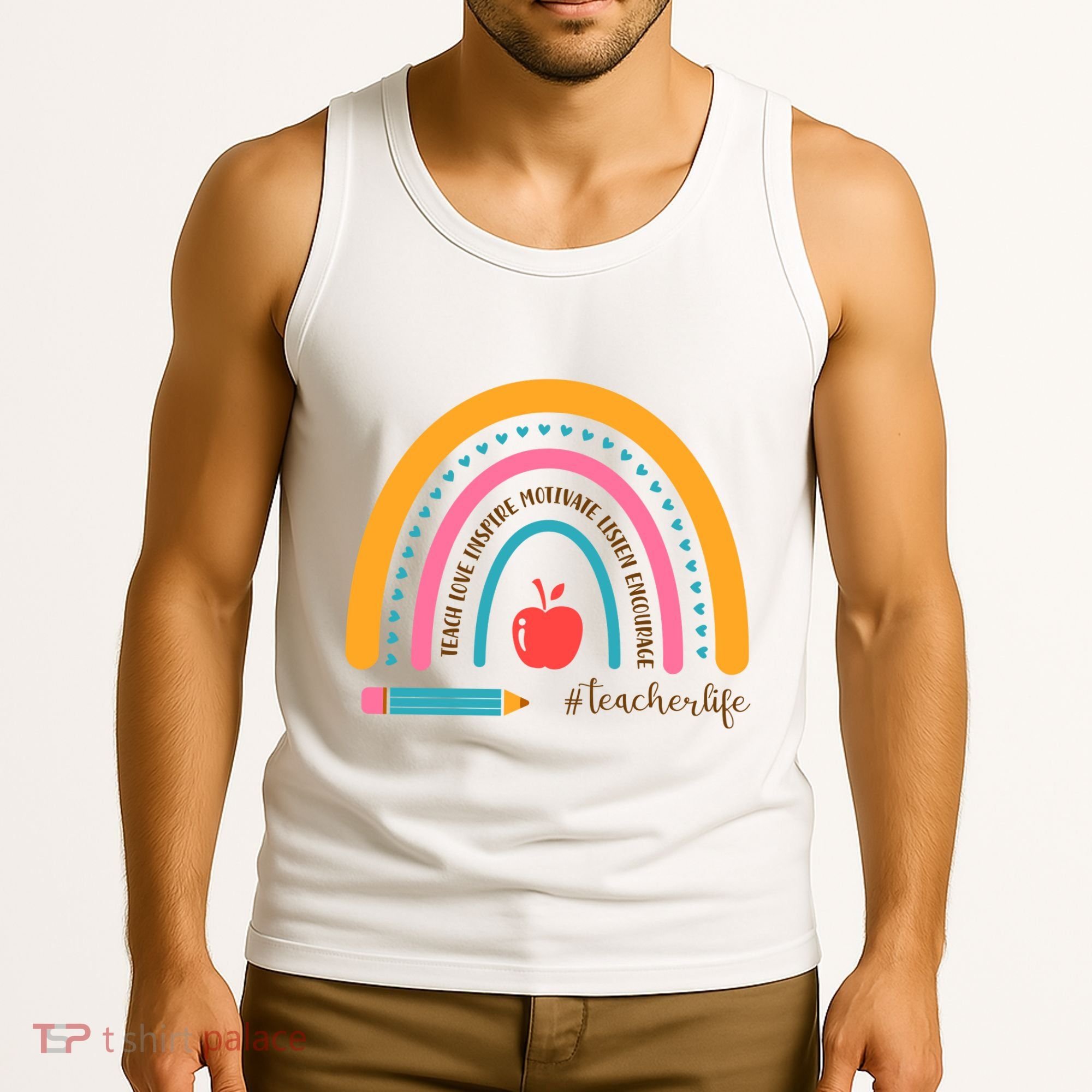 Teacher Life Motivate Rainbow Tank Top