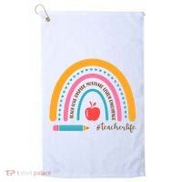 Teacher Life Motivate Rainbow Golf Towel thumb 0