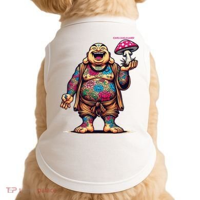 Tattooed Laughing Monk With A Mushroom Doggie Tank