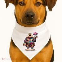 Tattooed Laughing Monk With A Mushroom USA-Made Doggie Bandana thumb 1