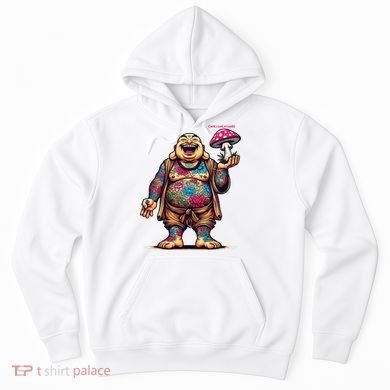 Tattooed Laughing Monk With A Mushroom Hoodie
