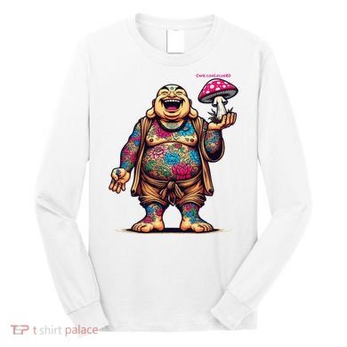 Tattooed Laughing Monk With A Mushroom Long Sleeve Shirt