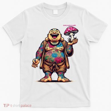 Tattooed Laughing Monk With A Mushroom T-Shirt