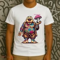 Tattooed Laughing Monk With A Mushroom T-Shirt thumb 3