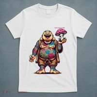 Tattooed Laughing Monk With A Mushroom T-Shirt thumb 5