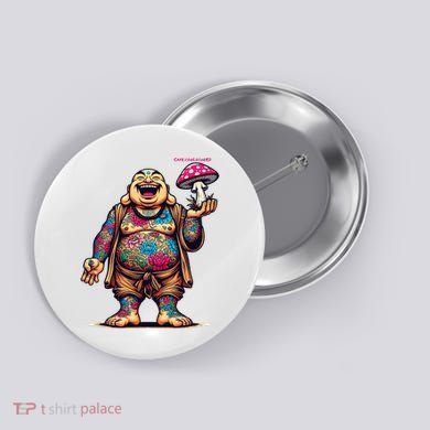 Tattooed Laughing Monk With A Mushroom Button