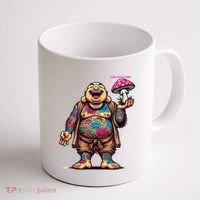 Tattooed Laughing Monk With A Mushroom Coffee Mug thumb 1