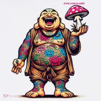 Tattooed Laughing Monk With A Mushroom Women's Hoodie thumb 2