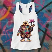 Tattooed Laughing Monk With A Mushroom Women's Tank Top thumb 3