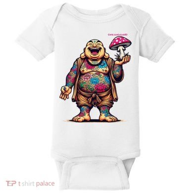 Tattooed Laughing Monk With A Mushroom Baby Bodysuit