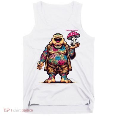 Tattooed Laughing Monk With A Mushroom Tank Top