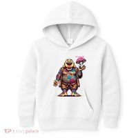 Tattooed Laughing Monk With A Mushroom Kids Hoodie thumb 0