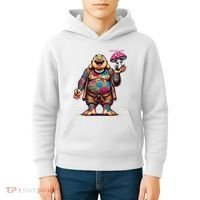 Tattooed Laughing Monk With A Mushroom Kids Hoodie thumb 4