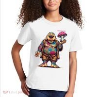 Tattooed Laughing Monk With A Mushroom Kids T-Shirt thumb 2