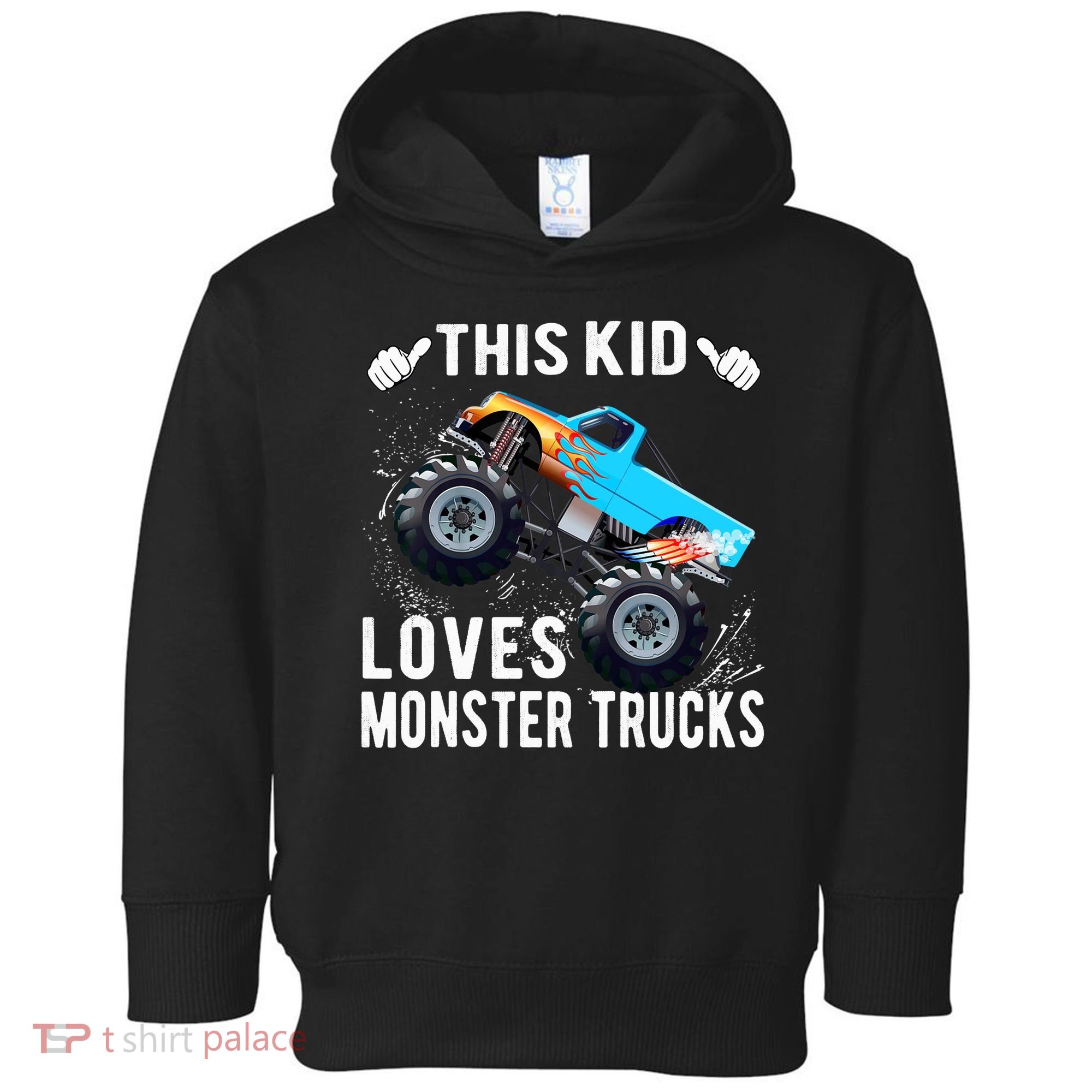 This Loves Monster Trucks Boys And Girls Gift Toddler Hoodie