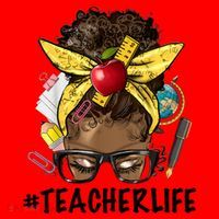 Teacher Life Messy Bun Afro Teacher African American Educate Santa Hat thumb 1