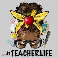 Teacher Life Messy Bun Afro Teacher African American Educate Mousepad thumb 1
