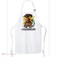 Teacher Life Messy Bun Afro Teacher African American Educate Apron thumb 0