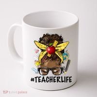 Teacher Life Messy Bun Afro Teacher African American Educate Coffee Mug thumb 0