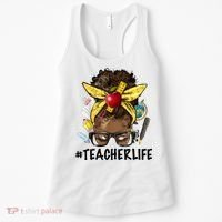 Teacher Life Messy Bun Afro Teacher African American Educate Women's Tank Top thumb 0